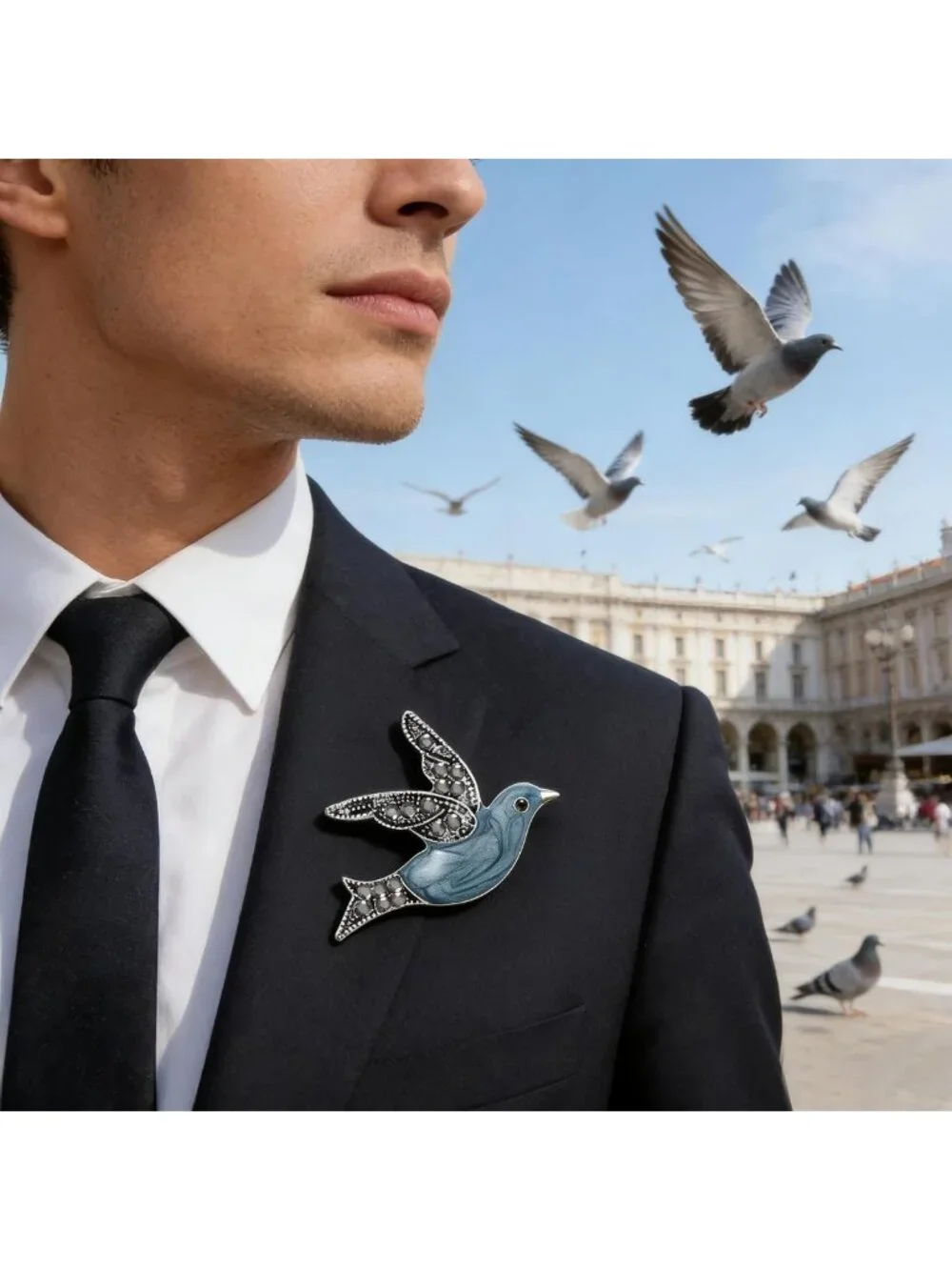 Vintage Flying Bird Brooch Pin | Animal Lapel Pin for Jackets & Scarves